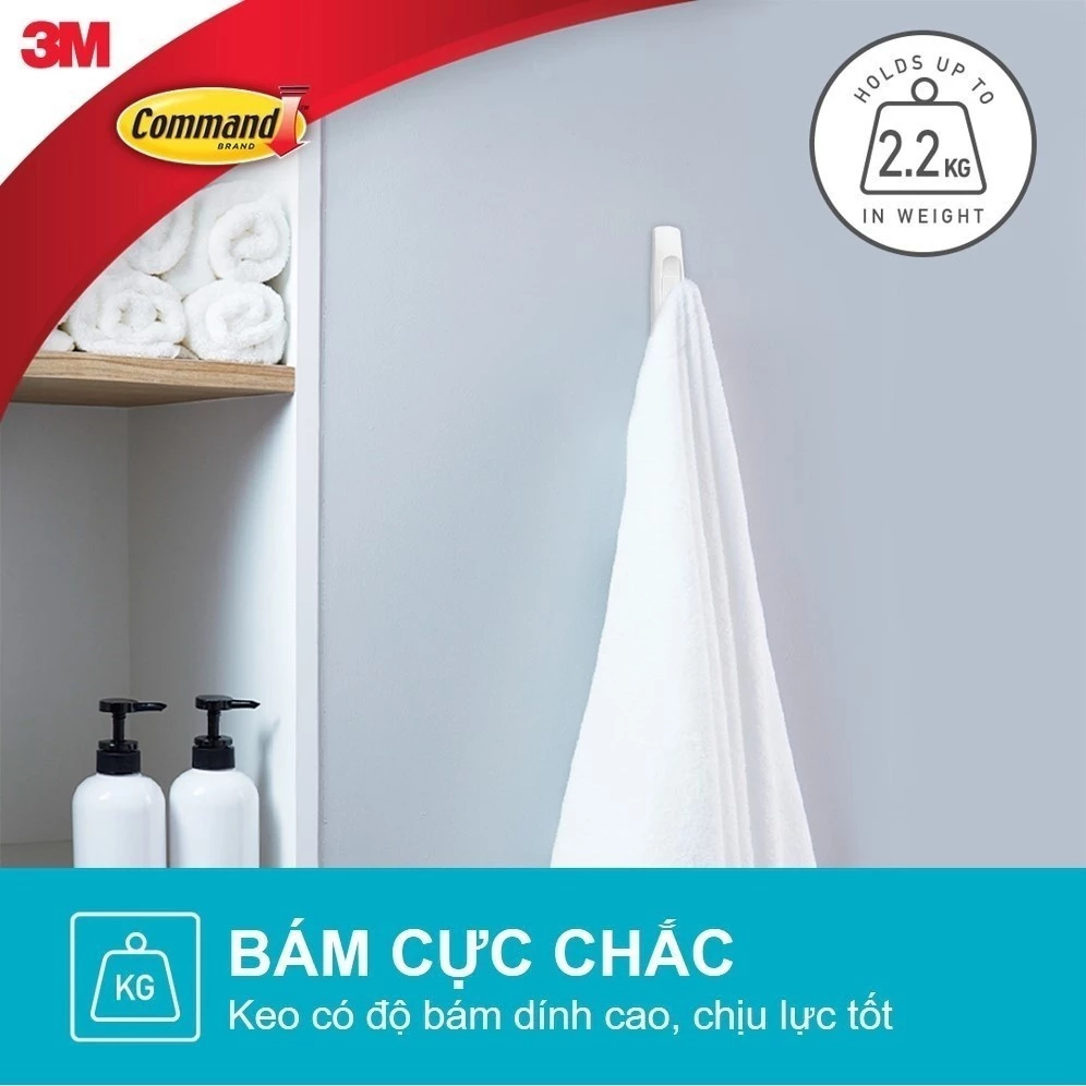 Móc dán tường nhà tắm Command™ 17001b - Chịu lực 1.3 kg - 2 cái/vỉ - 7012591952, , large image number 6